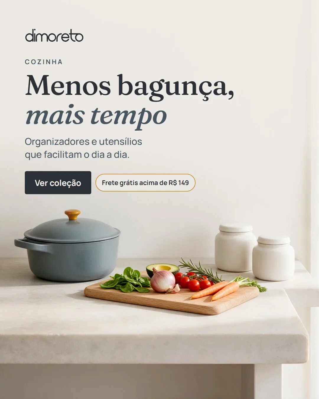 Cozinha. Menos bagunça, mais tempo: organizadores e utensílios que facilitam o dia a dia.