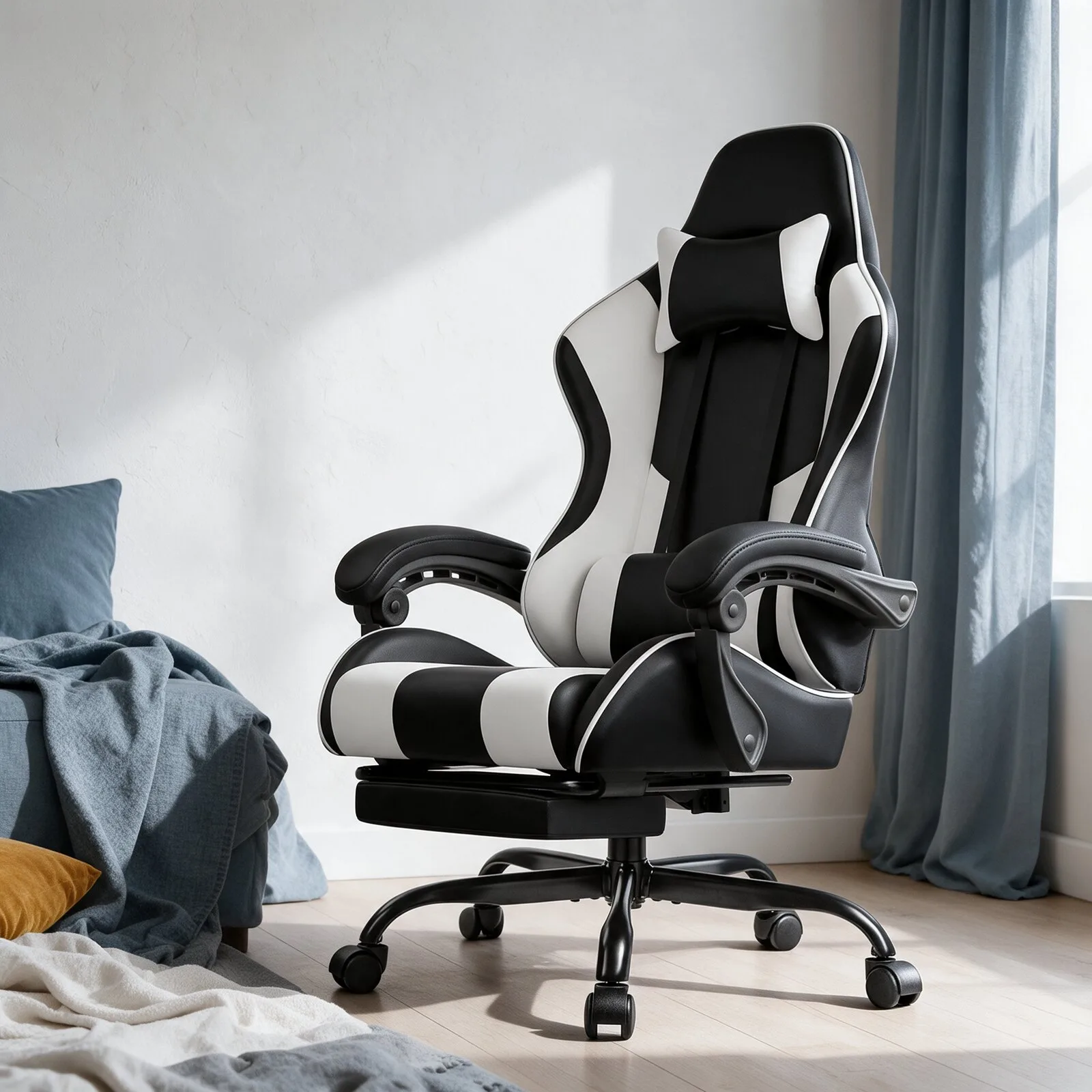 Cadeira Gamer Reclinável com Apoio para os Pés