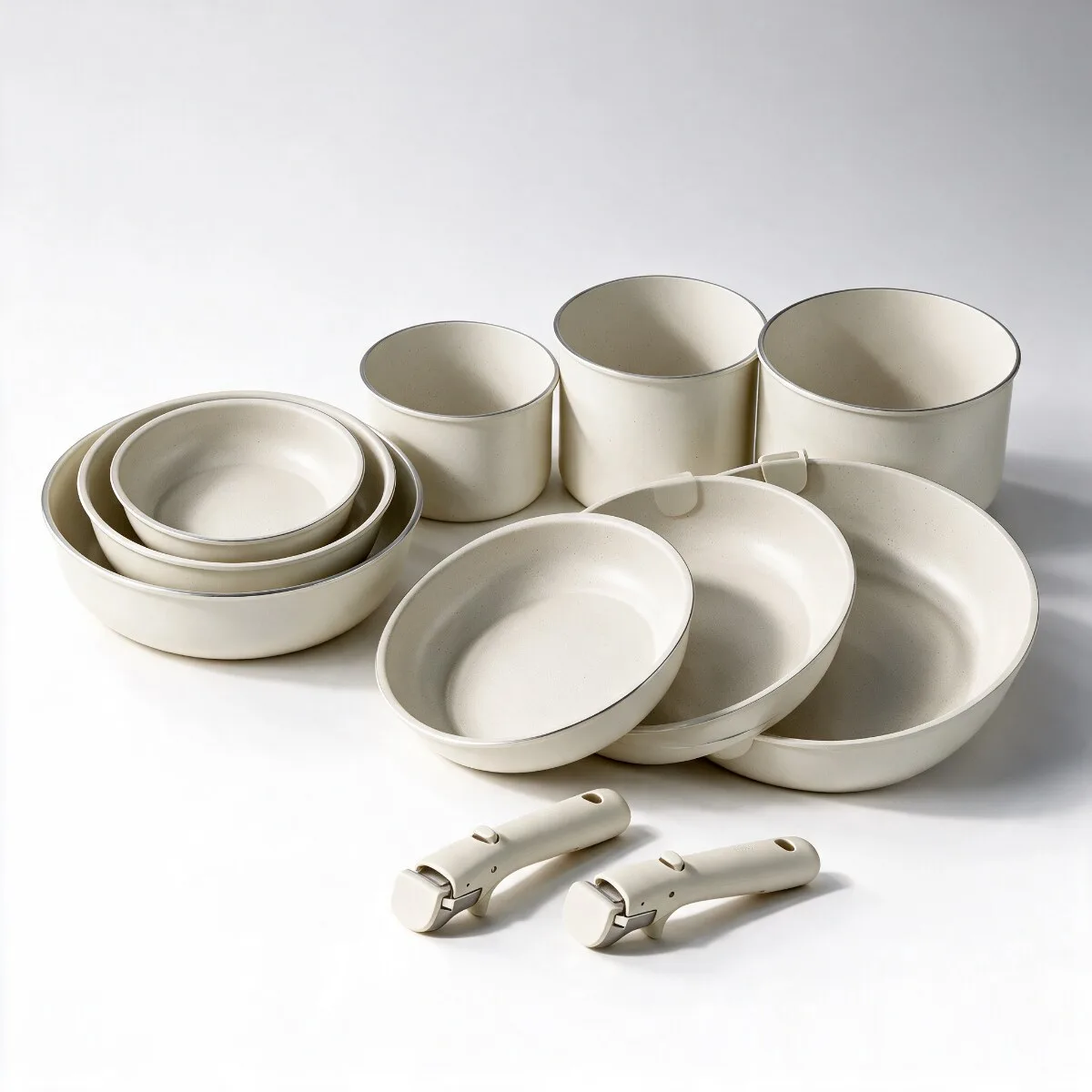 Kit Cozinha Completa: 9 Panelas Antiaderentes Inox Fundo Triplo com Cabo Removível + Brinde Utensílios