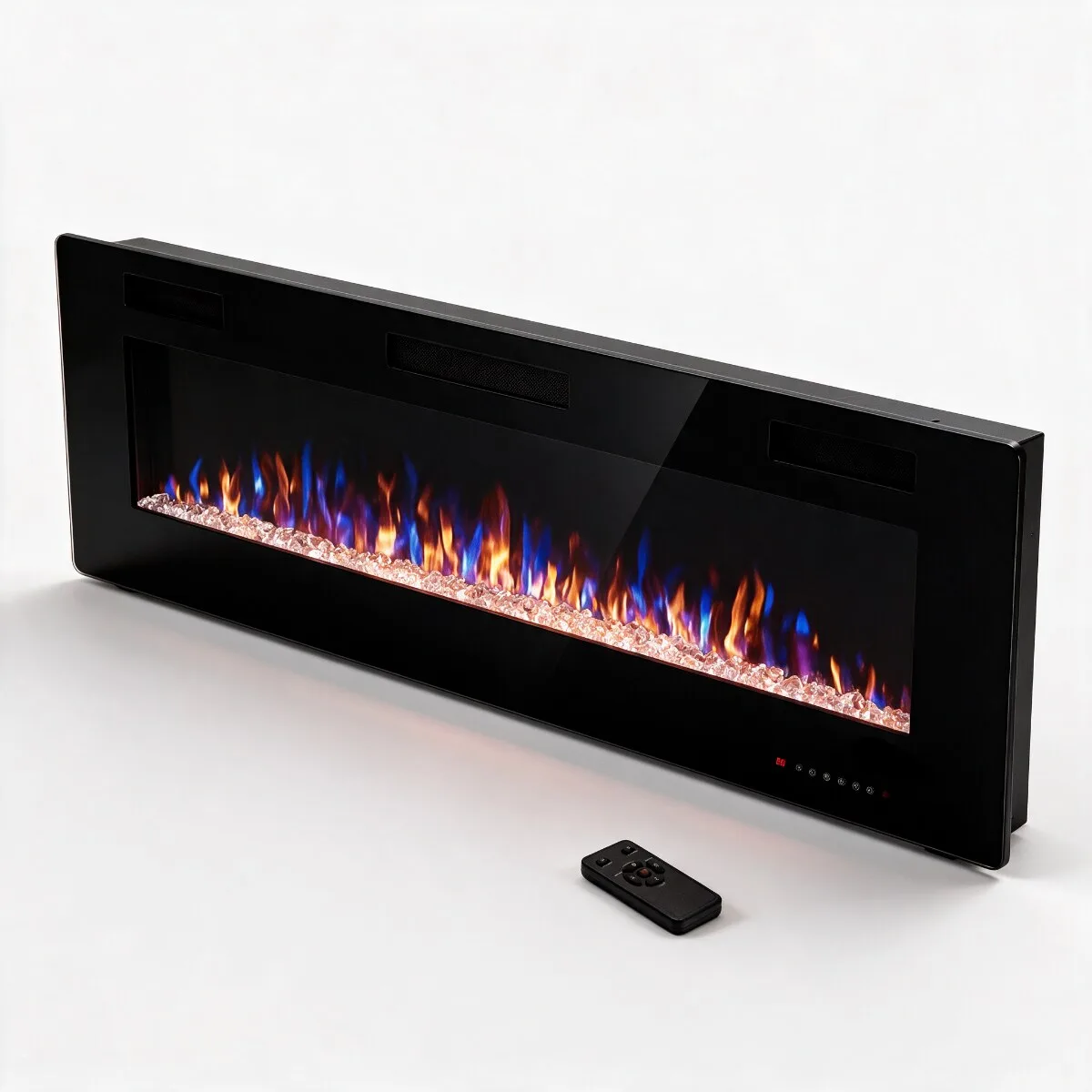 Lareira Elétrica Decorativa de Parede – Chama LED em 12 Cores com Controle Remoto