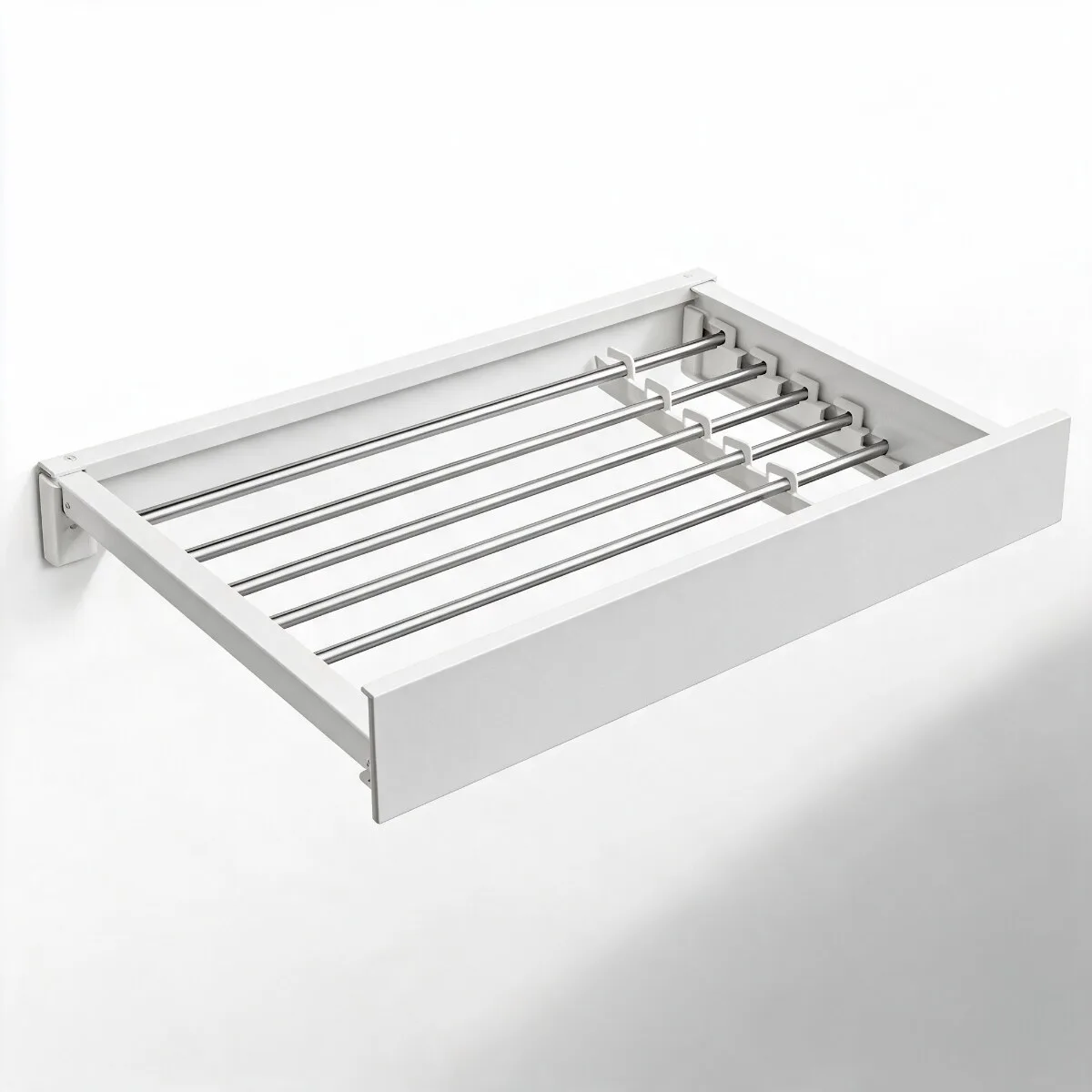 Varal de Parede Dobrável Invisível – Fecha Rente à Parede, 5 Varetas de Inox